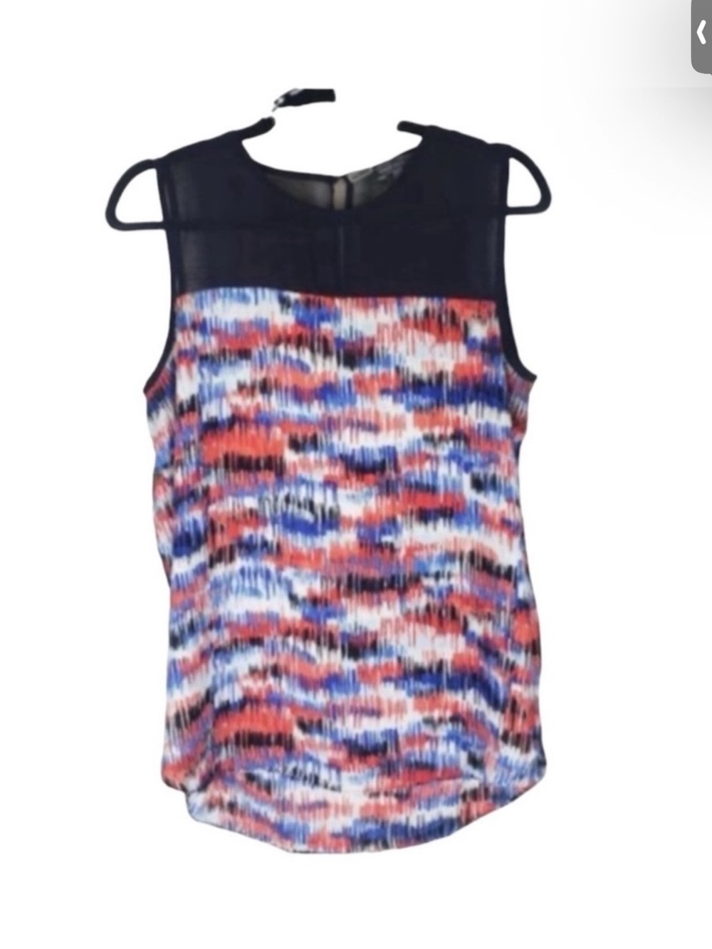 Vince Camuto Black Yoke Multicolor Abstract Print Sleeveless Top